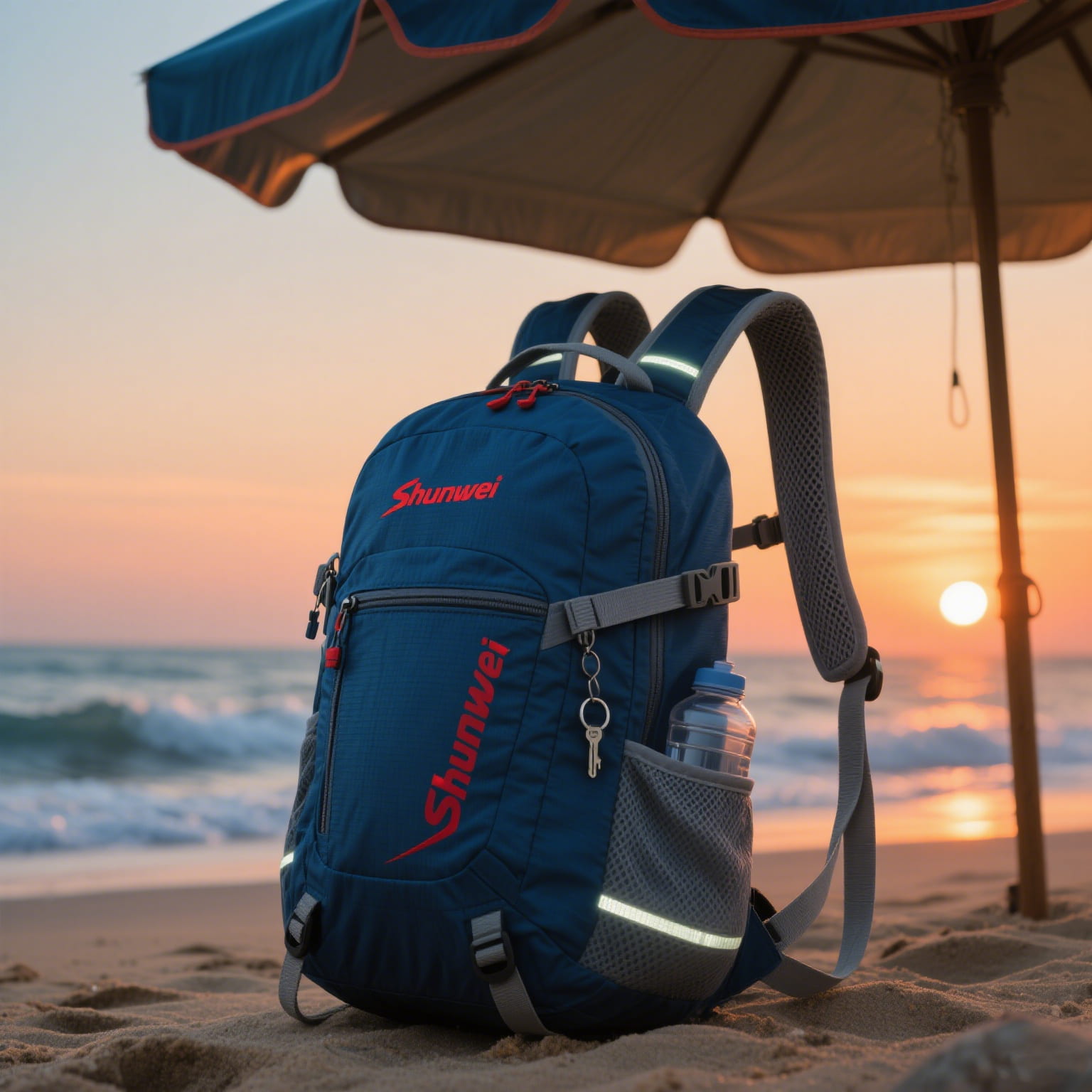 Blue portable hiking backpack