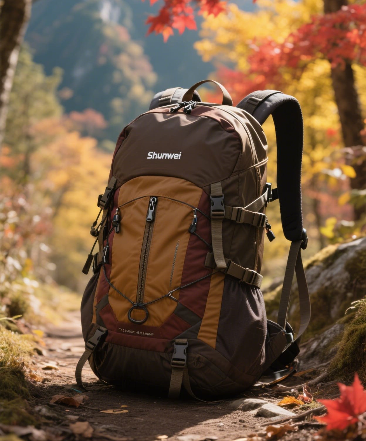Brown short-distance hiking backpack
