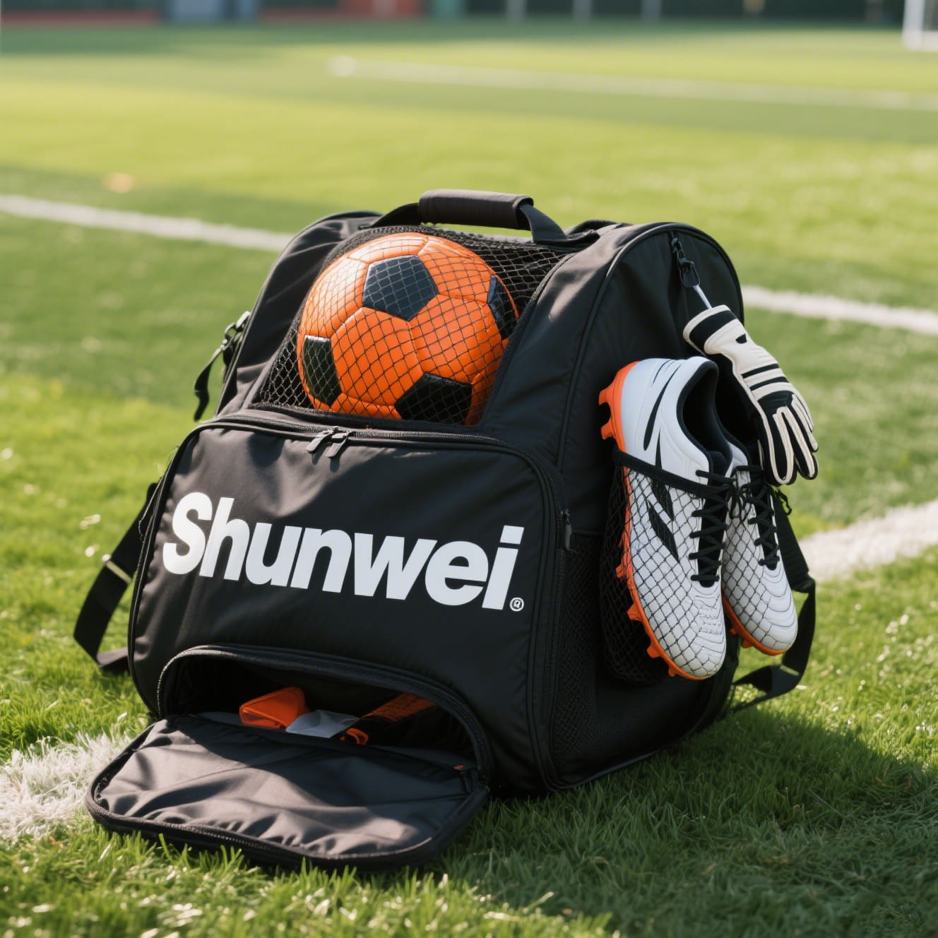 Kettős rétegű, egyrészes labdarúgó táska