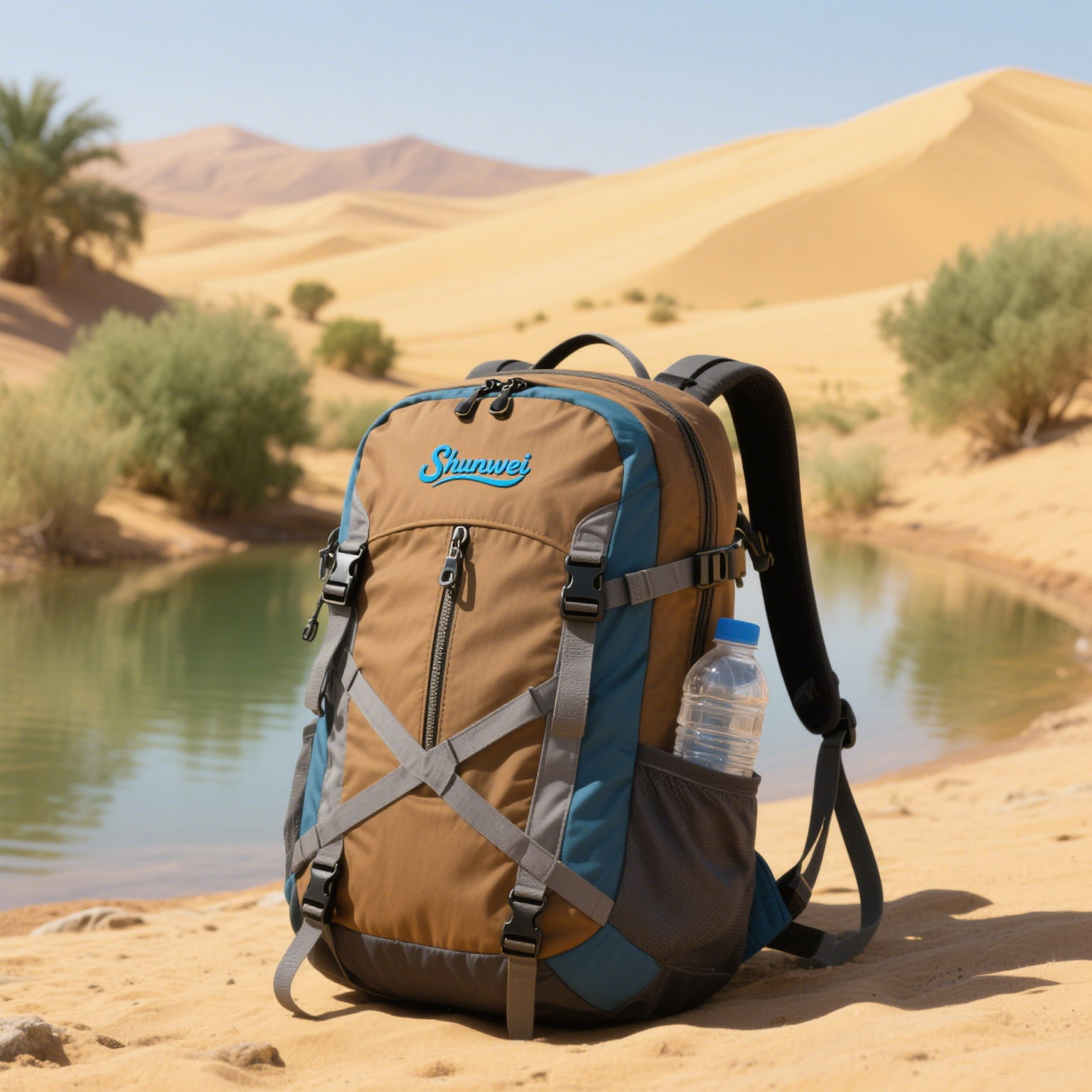 Khaki-Colered Casual Hiking Bag