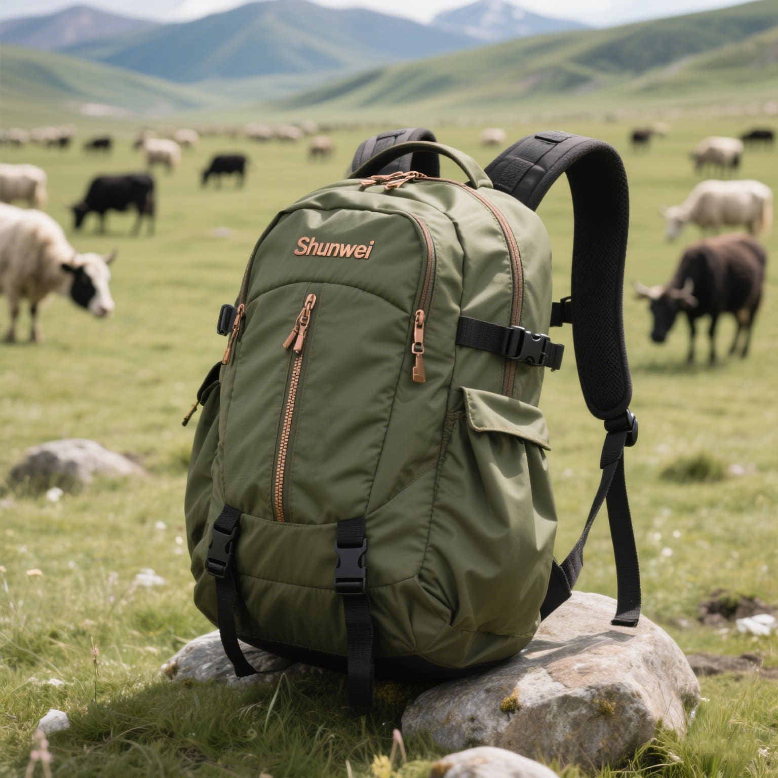 Military Green Short-Distance göngupoki