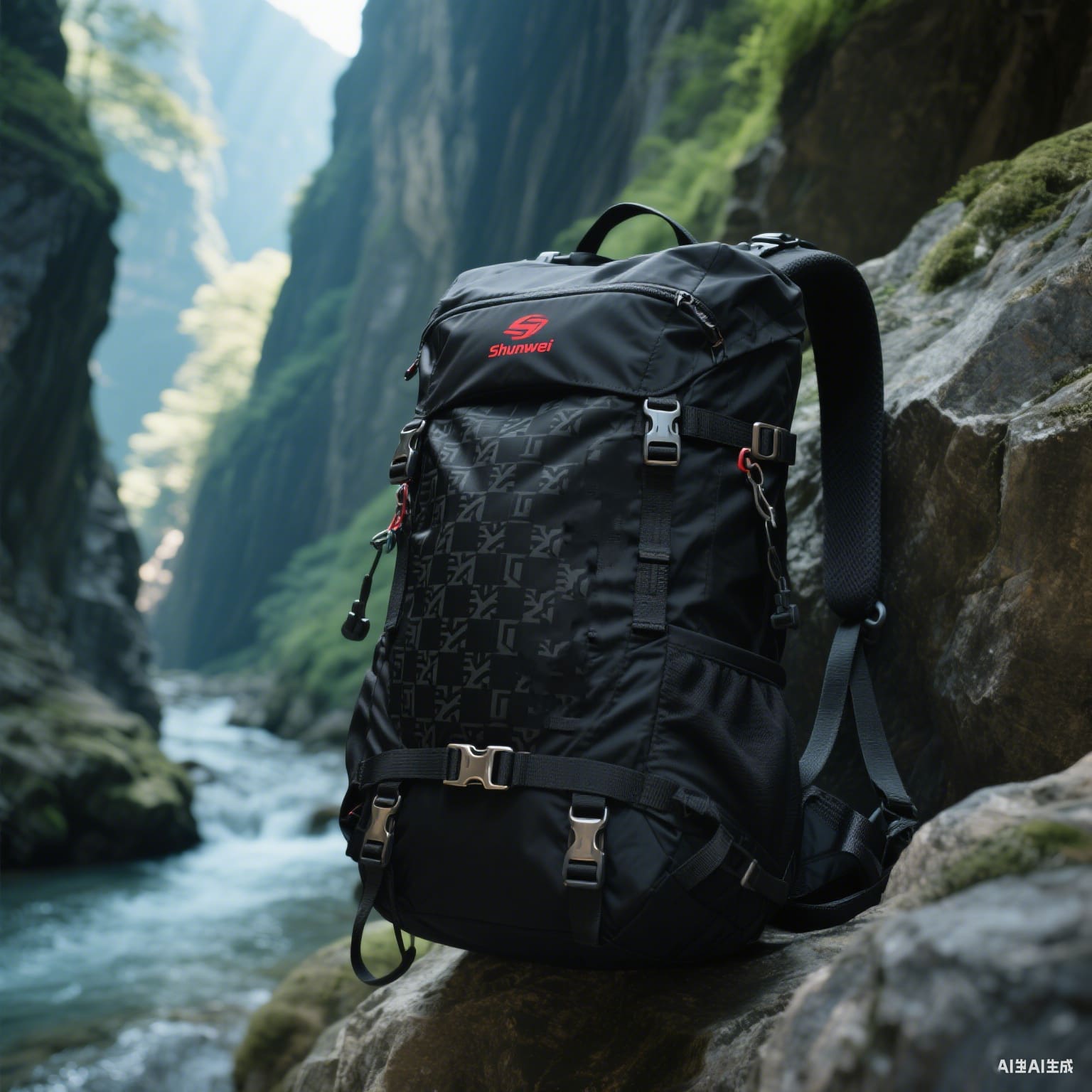 Černý stylový multi - funkční turistický taška