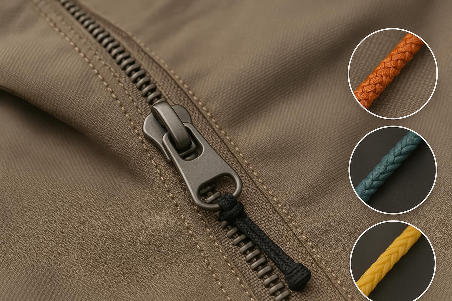 Gufunga Macro Reba ibikoresho byimikorere yo hejuru byerekana fibre ya nylon fibre, amenyo yubatswe, hamwe nubuhanga bukoreshwa mumashashi yo gutembera hanze